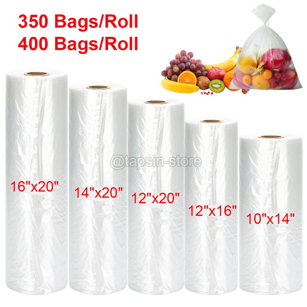 350 / 400 Bags Plastic Produce Clear Bag On Roll Kitchen Food Fruit Storage Bag