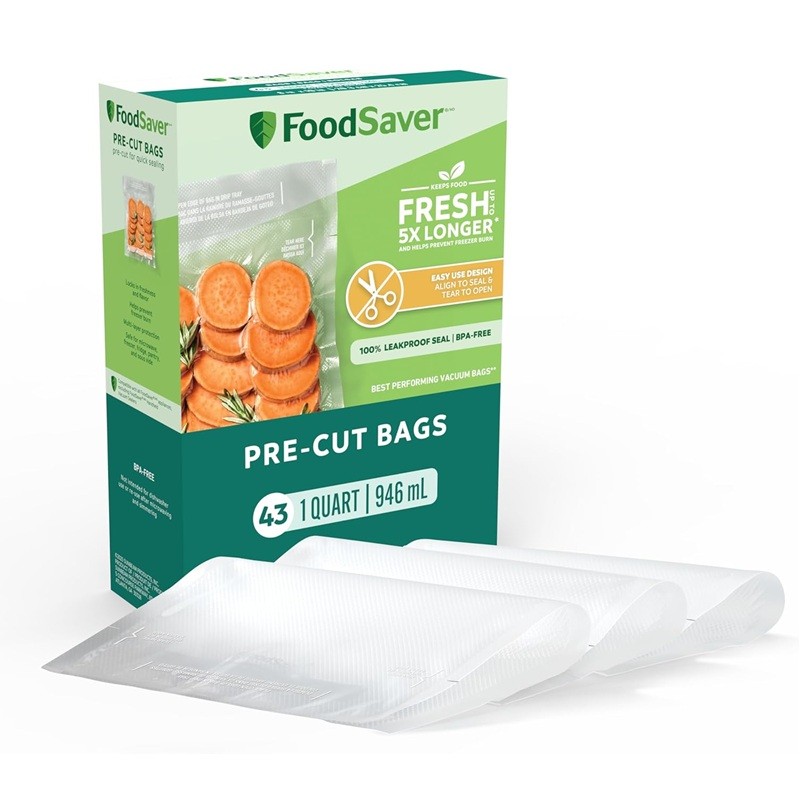 Foodsaver Vacuum Food Sealer Bags for Airtight Food Storage 1 Quart , 44 Count