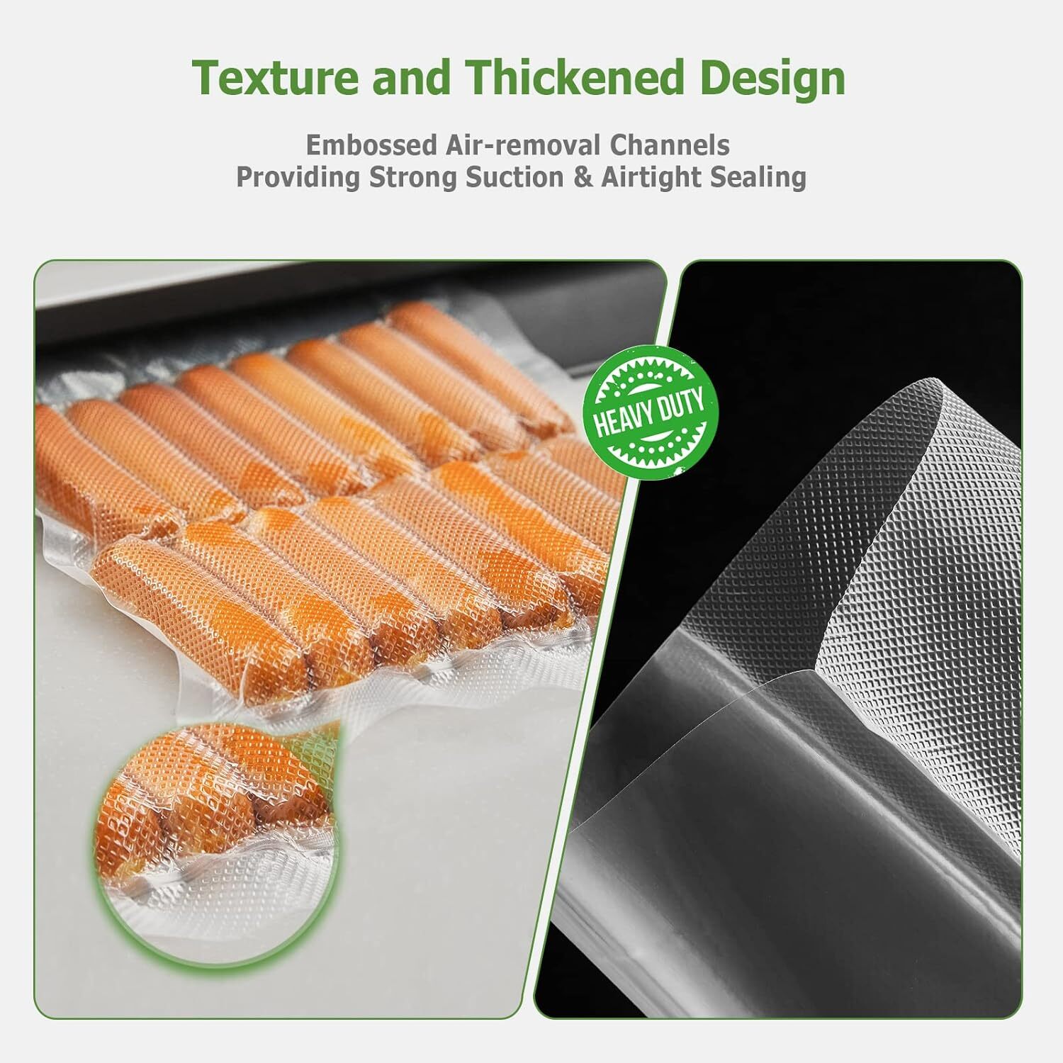 2Rolls 11″x50′ Vacuum Sealer Rolls Commercial Grade Food Saver Storage Bags 4Mil