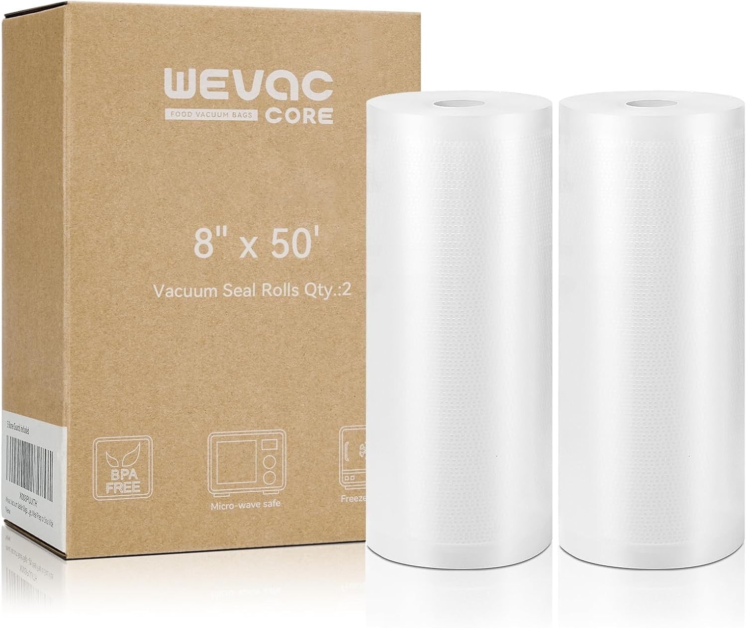 Commercial Grade Vacuum Sealer Bags 8×50 ft – 2 Rolls for Meal Prep & Sous Vide