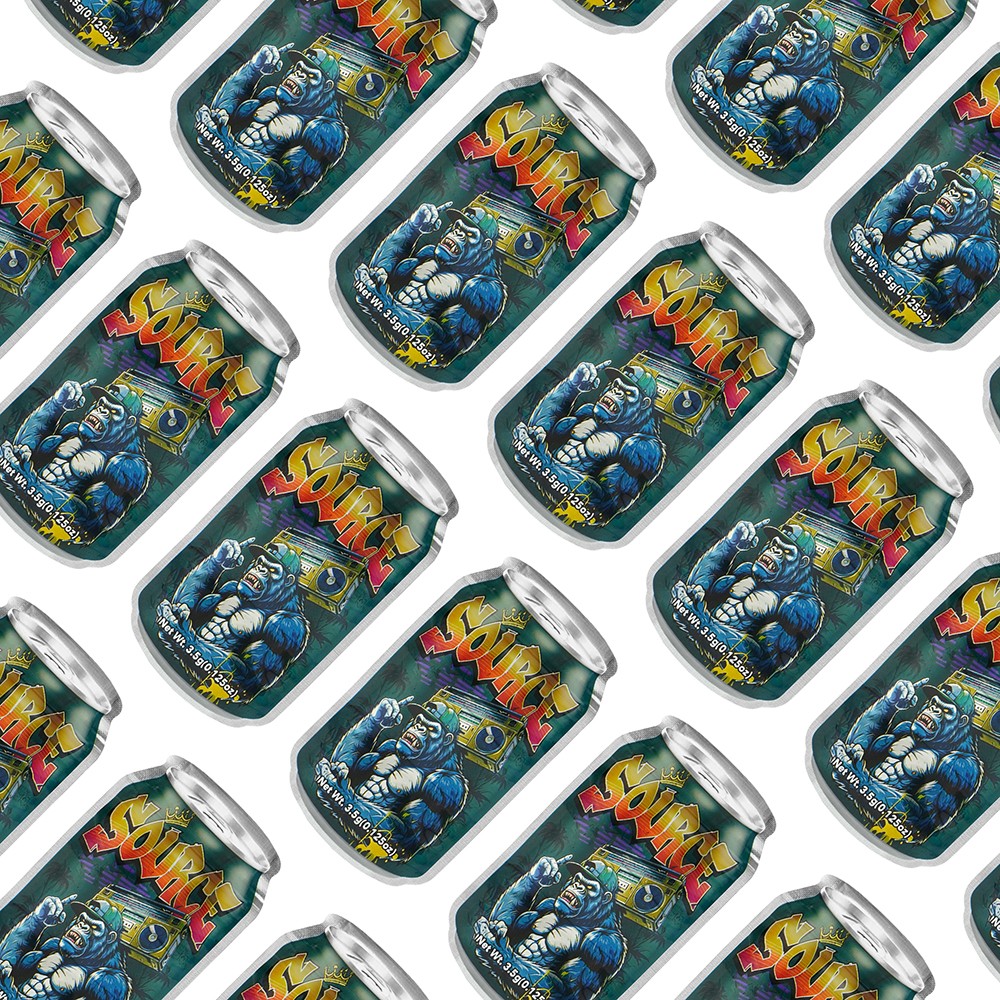 100Pcs SOURCE Gorilla Print 3.5g Mylar Bags Can Shaped Resealable Storage Pouch