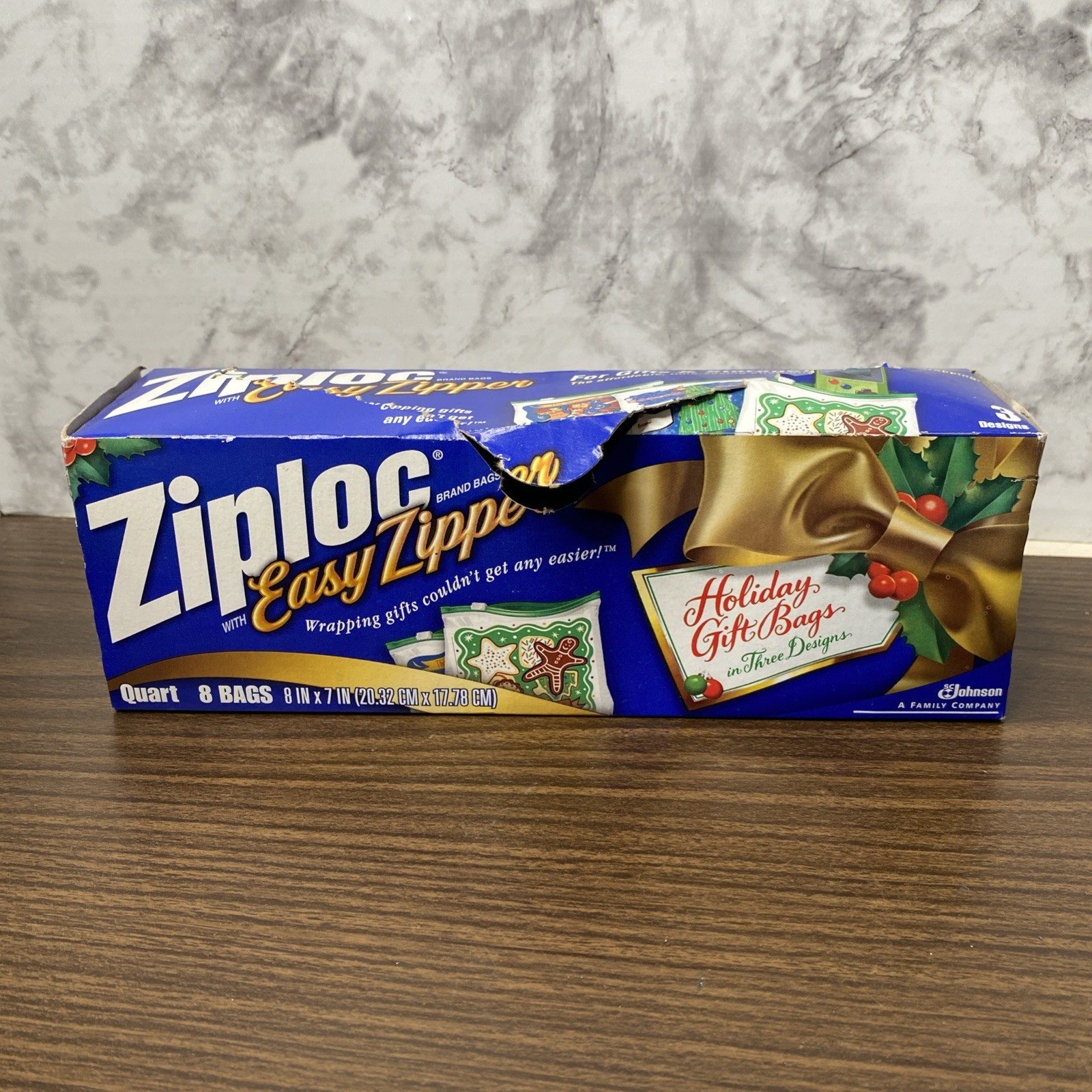 VTG 2001 Ziploc Easy Zipper Qt 8 Count Holiday Gift Bags Christmas 3 Designs