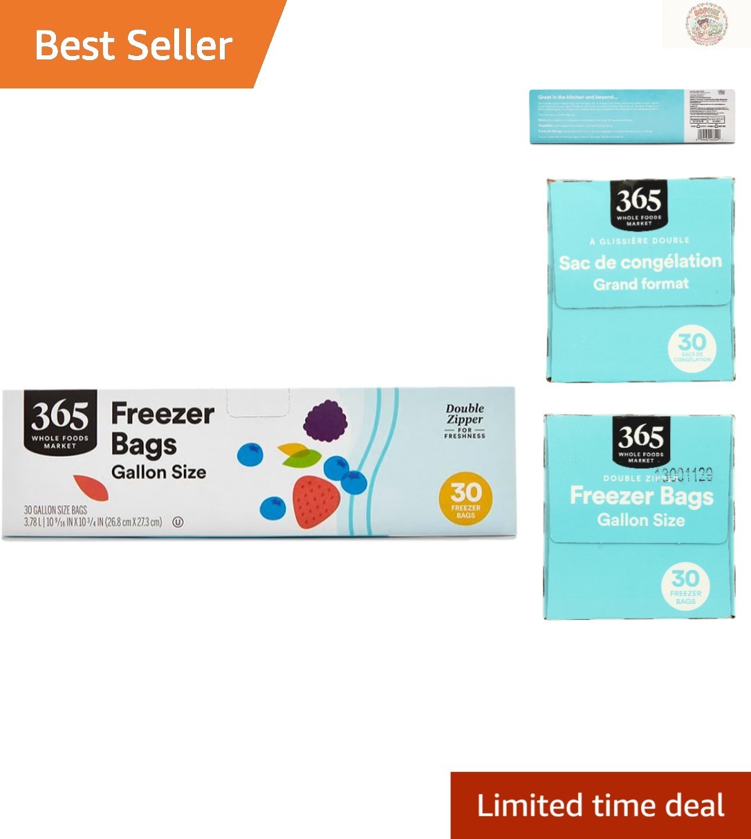 Durable 30 Count Gallon Freezer Bags with Double Zipper for Freshness Protection