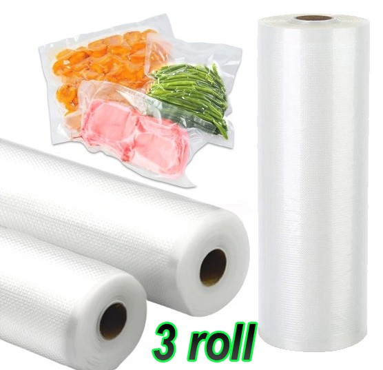 3 Roll 11″x50′ Food Saver Vacuum Sealer Bags Rolls 7.5 Mil Embossed Storage Bags