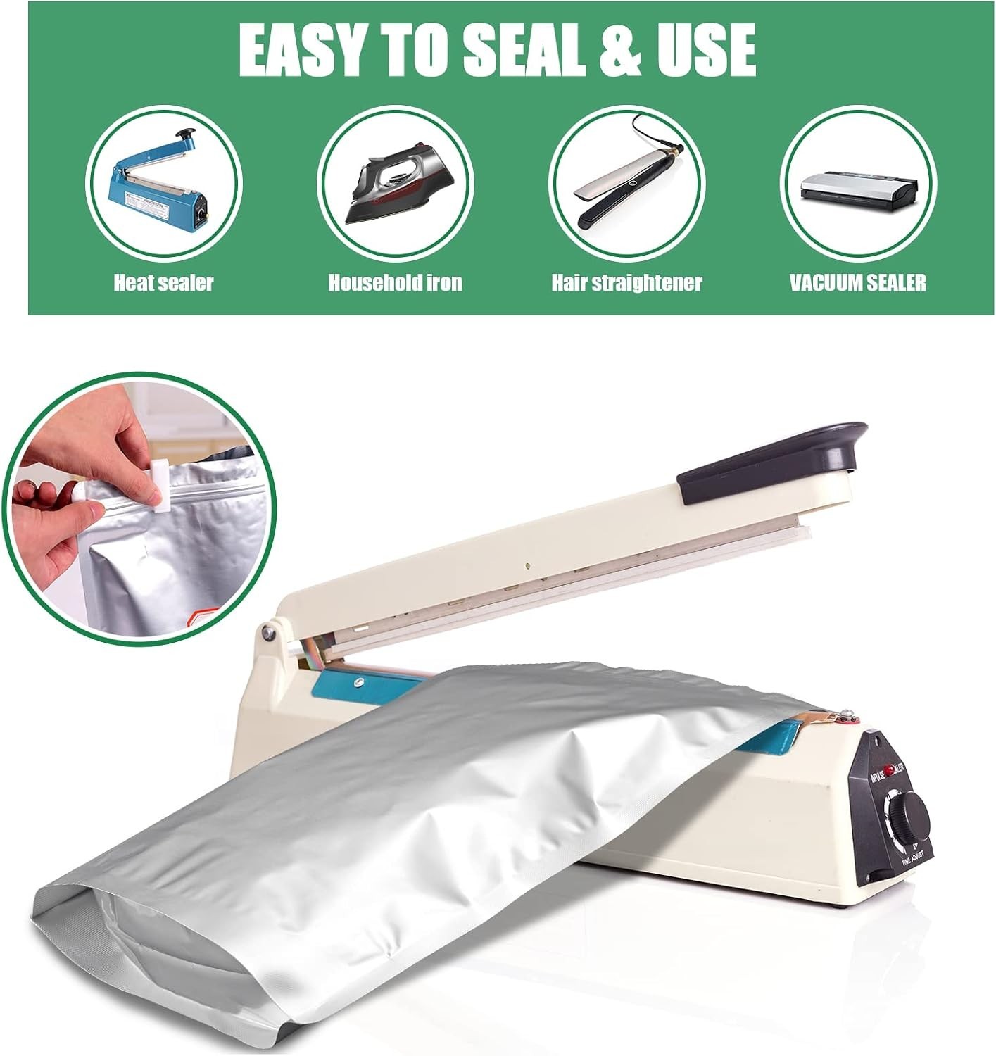 120 Mylar Bags with 120 x 300cc Oxygen Absorbers for Food Storage | 9 Mil Thi…
