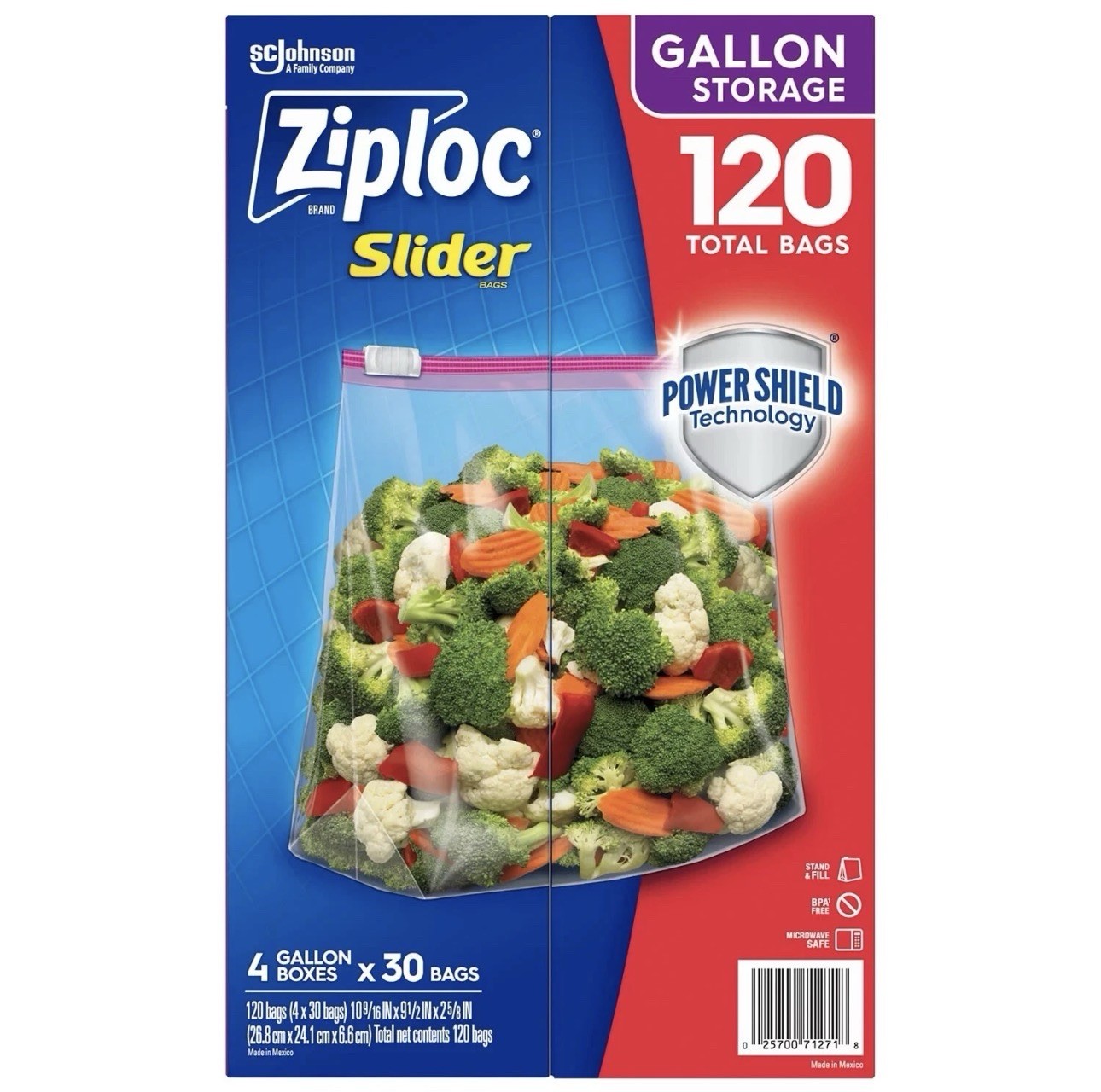 🔥(120-PACK) Ziploc Gallon Food Storage Slider Bags, Power Shield Technology NEW