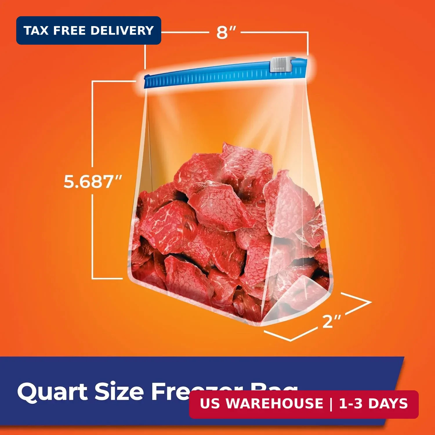 Hefty Slider Quart Freezer Bags, 74 Count, Quart Slider Bags for Freezer, Holds