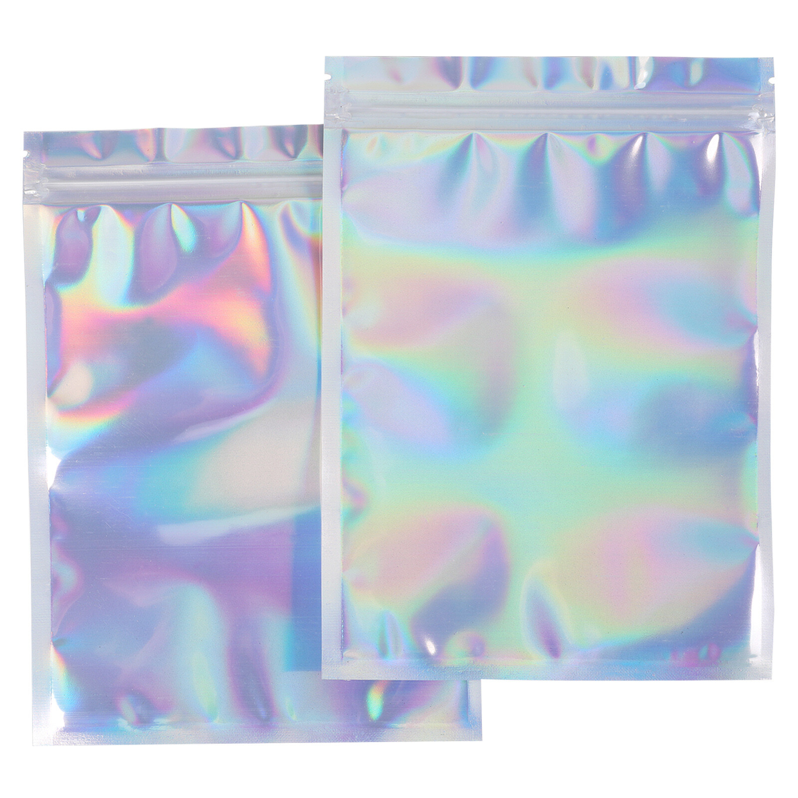 100-1000PCS Holographic Mylar Foil Bags Smell Proof Resealable Zip Seal Pouches