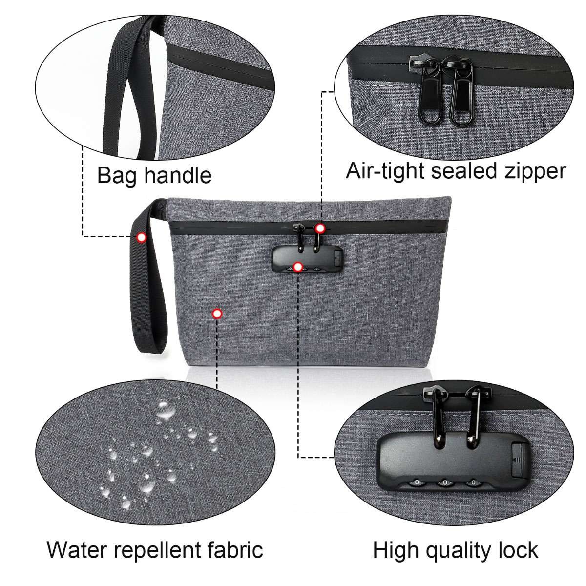 12in Waterproof Smell Proof Case Bag With Security Combination Lock Storage new