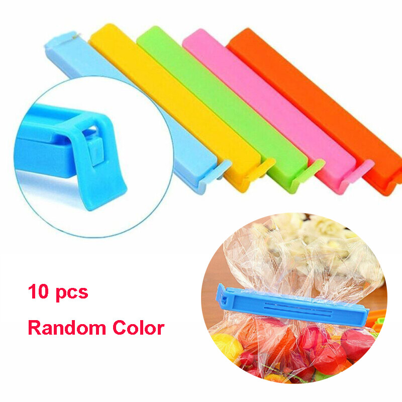Food Bag Storage Clips Freezer Fridge Sealing Pegs Mixed Sizes Multicolour 10pcs