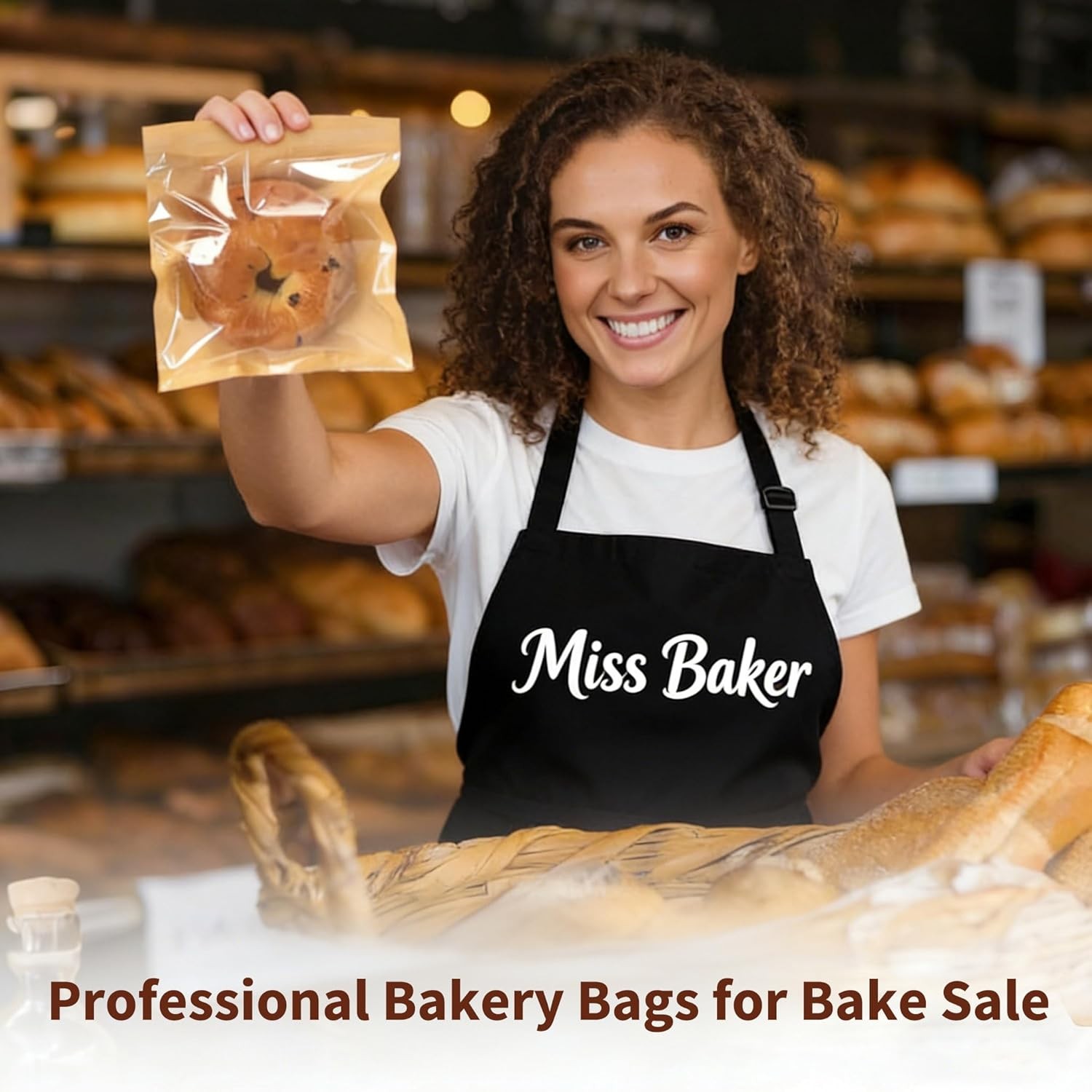 Cookie Bags W/ Seal 50 Pack 7.1×7.5 Inch Paper Bakery Bags W/ Window & Thank you
