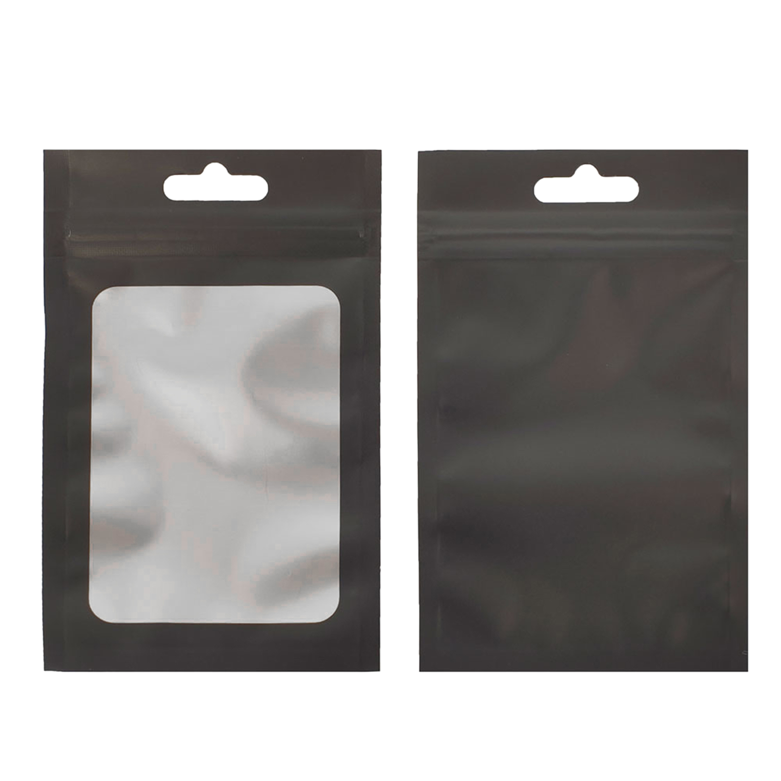 100/500/1000 Smell Proof Resealable Mylar Foil Bags with Window Flat Matte Black
