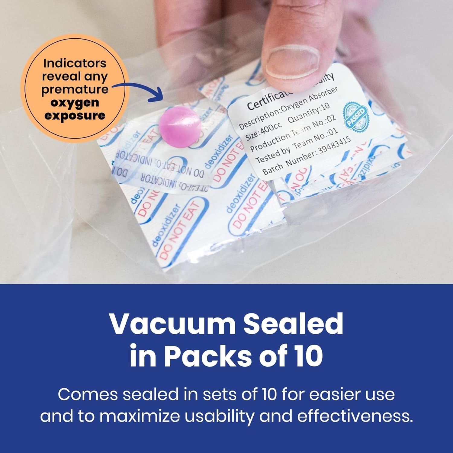 500cc Oxygen Absorbers – 100 Count – for Long Term Food Storage & Survival, Myla