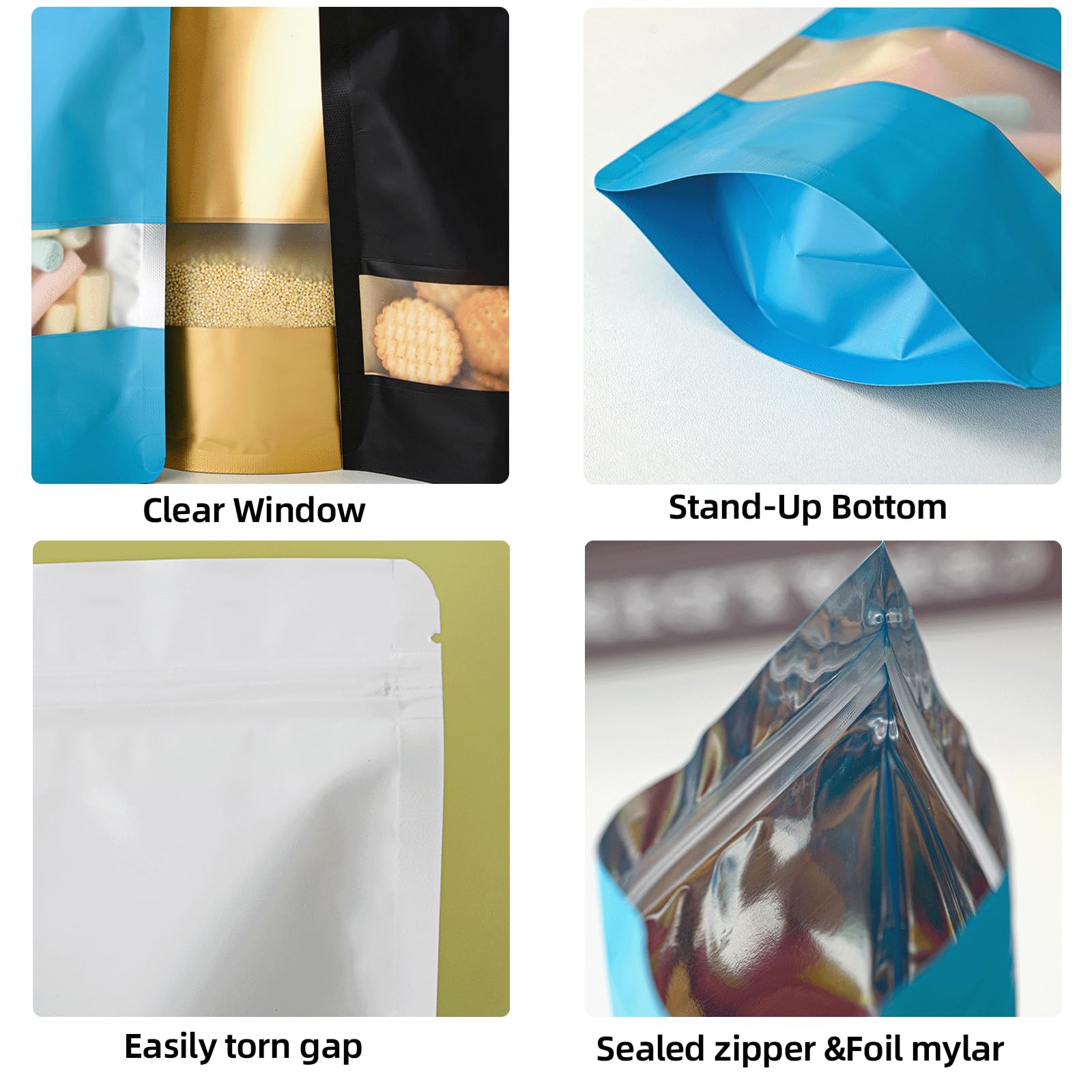Roppolo 50 Pcs Smell Proof Bags, Resealable Bags with Clear Window, Foil Pouc…