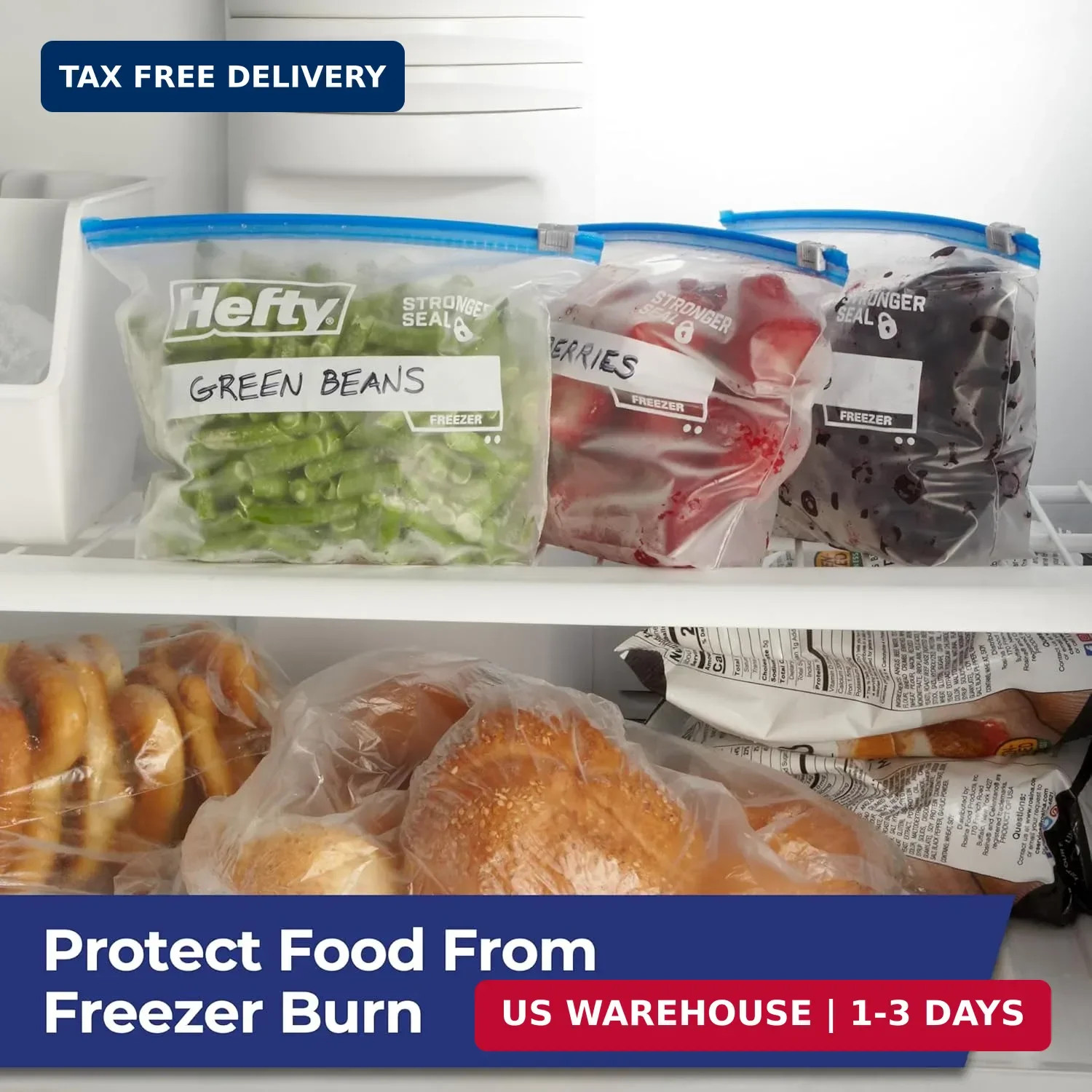 Hefty Slider Quart Freezer Bags, 74 Count, Quart Slider Bags for Freezer, Holds