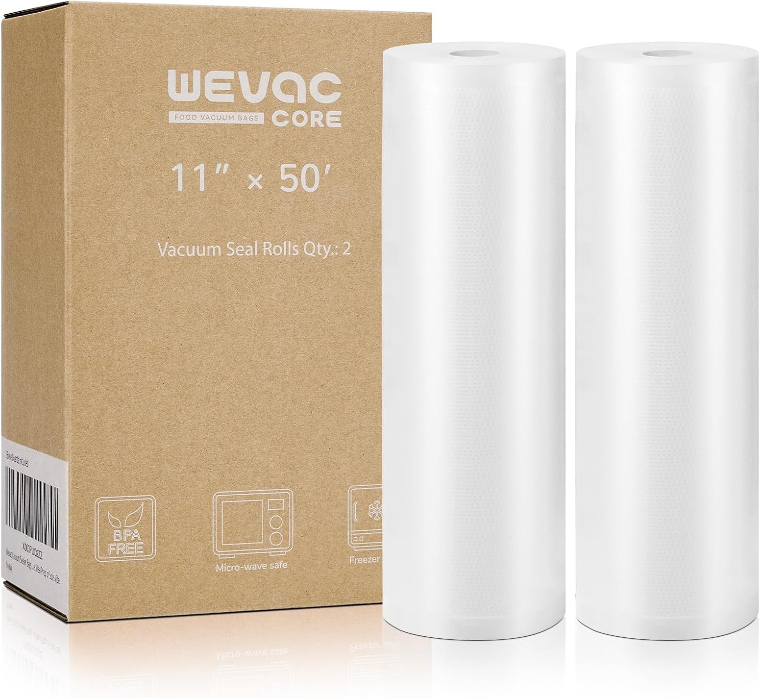 Vacuum Sealer Bags 11X50 Rolls 2 Pack for Food Saver, Seal a Meal