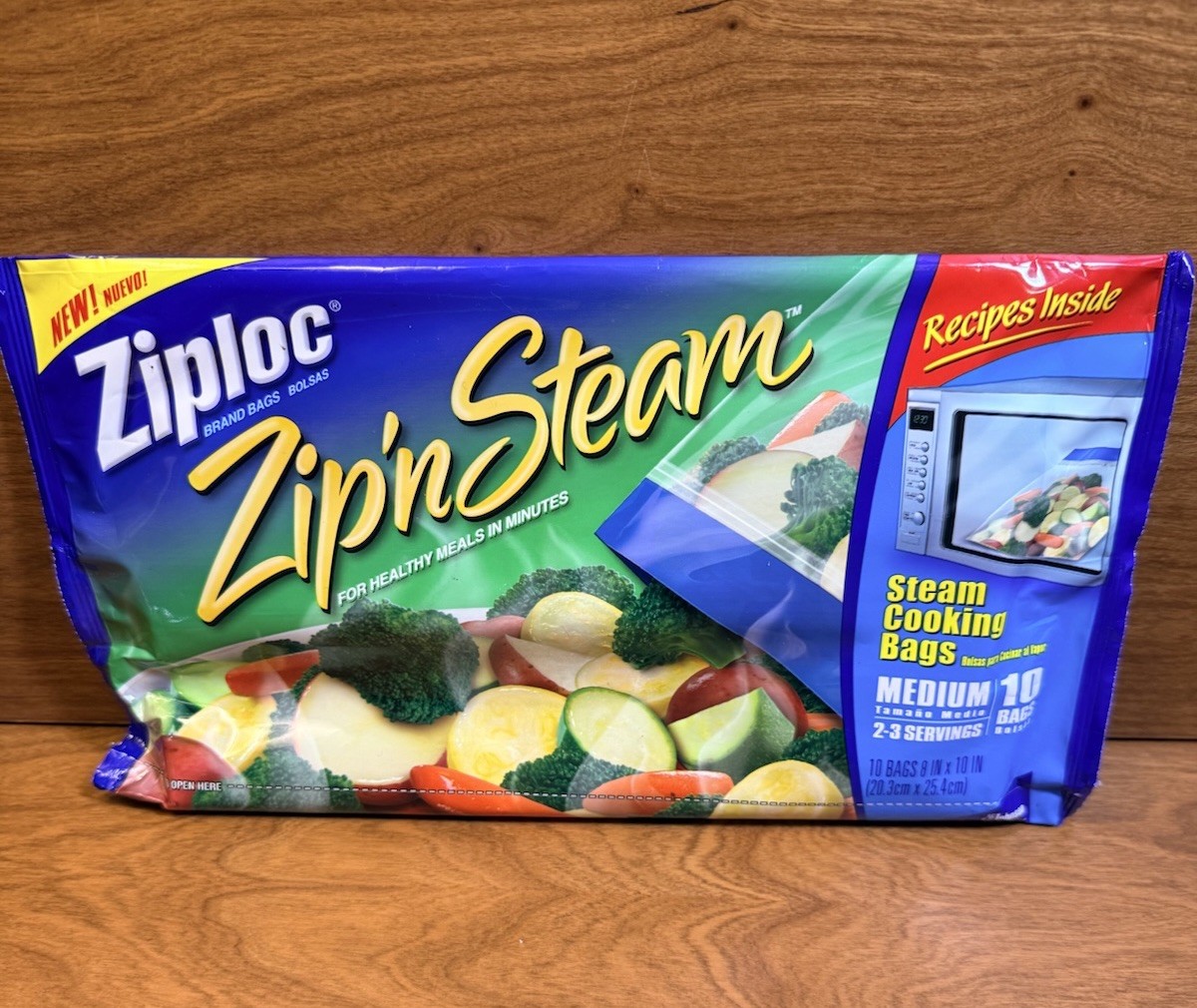 Ziploc Zip’N Steam Medium Cooking Bags Pack of 10 NEW 8”x10”