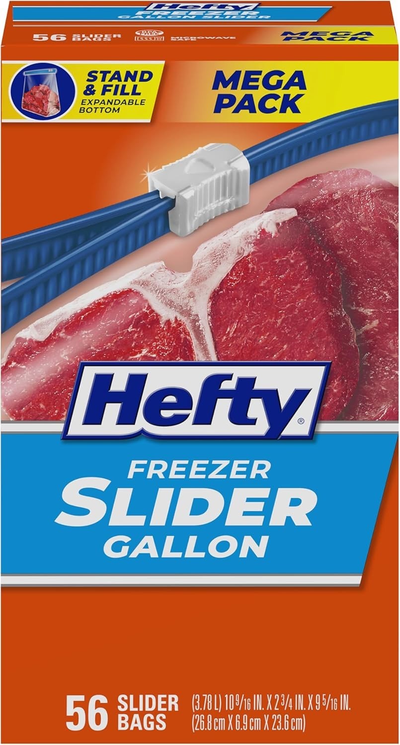 Hefty Slider Freezer Storage Bags, Gallon Size – 56 Counts