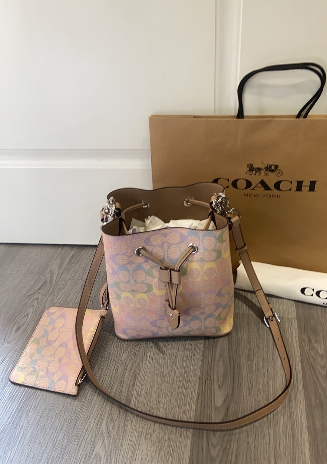 Rowan Bucket Bag In Rainbow Signature Canva silver/Sand Multi CDA92