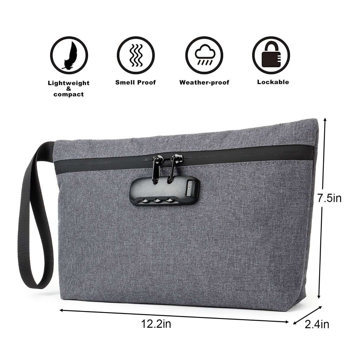 12in Waterproof Smell Proof Case Bag With Security Combination Lock Storage new