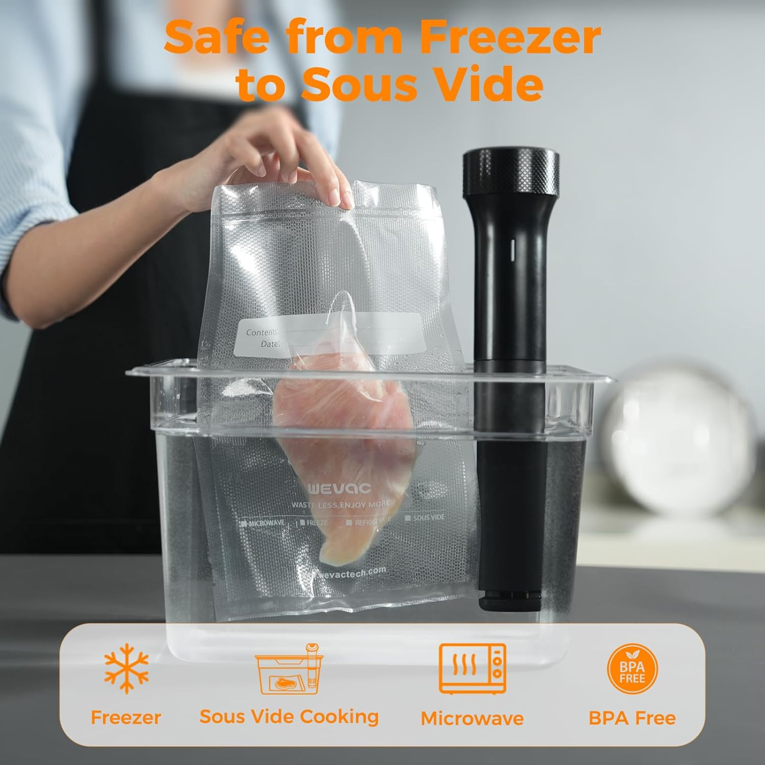 Vacuum Sealer Bags 11X50 Rolls 2 Pack for Food Saver, Seal a Meal
