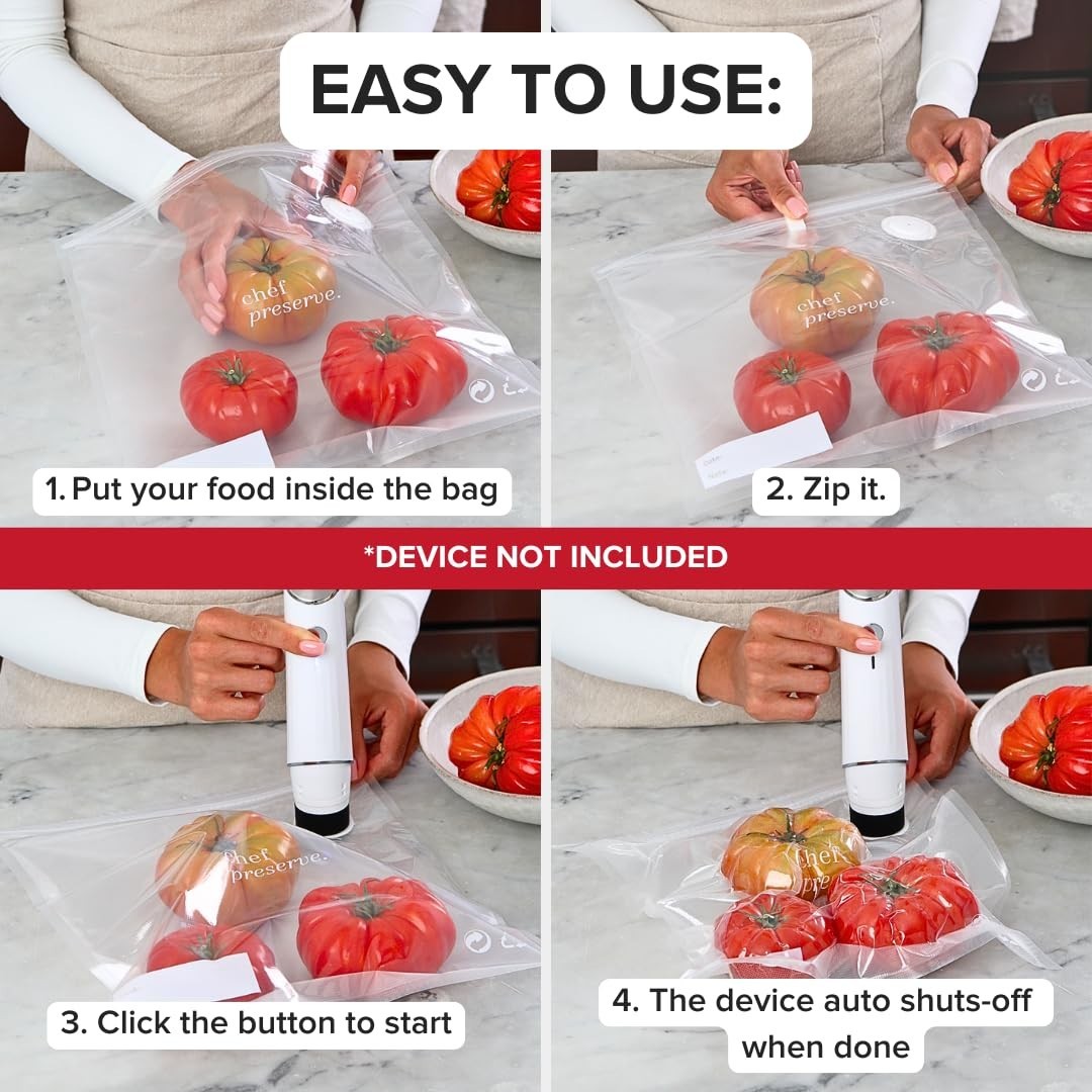 Reusable Vacuum Sealer Bags – 30 Large BPA-Free Food Storage Bags (12×13 in) – F