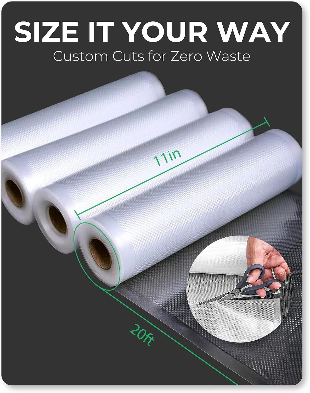 EconoHome 11″x20′ Heavy Duty Vacuum Seal Bags for Food 4 Pack