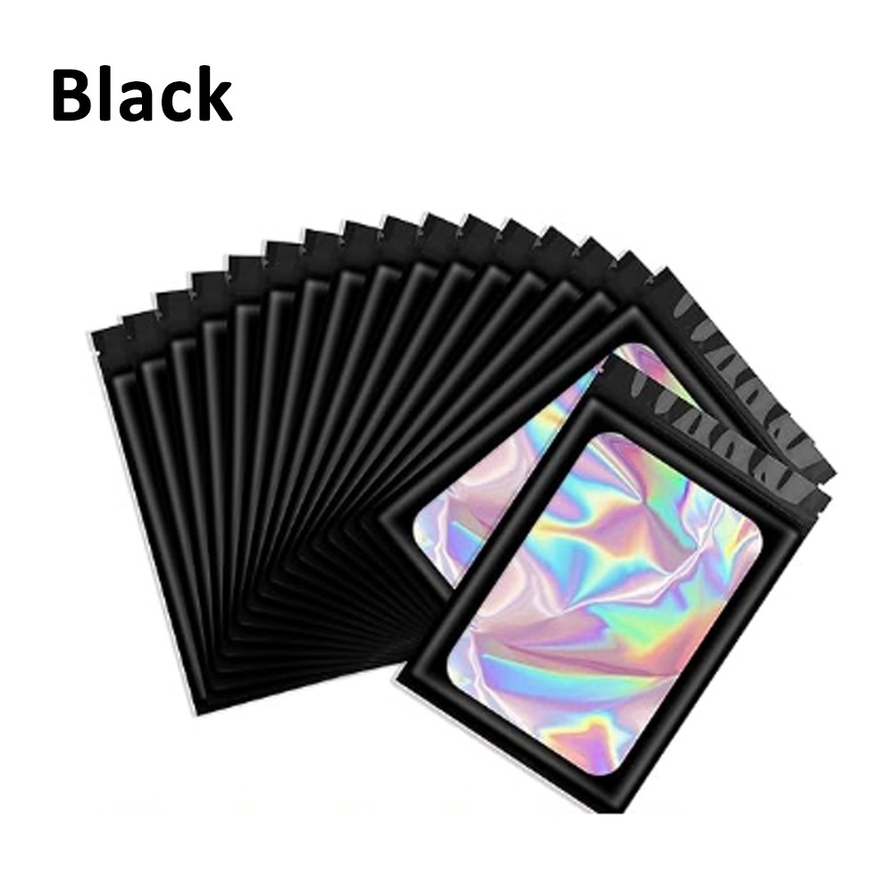 100/200Pcs Holographic Mylar Foil Bags Smell Proof Resealable Zip Seal Pouches